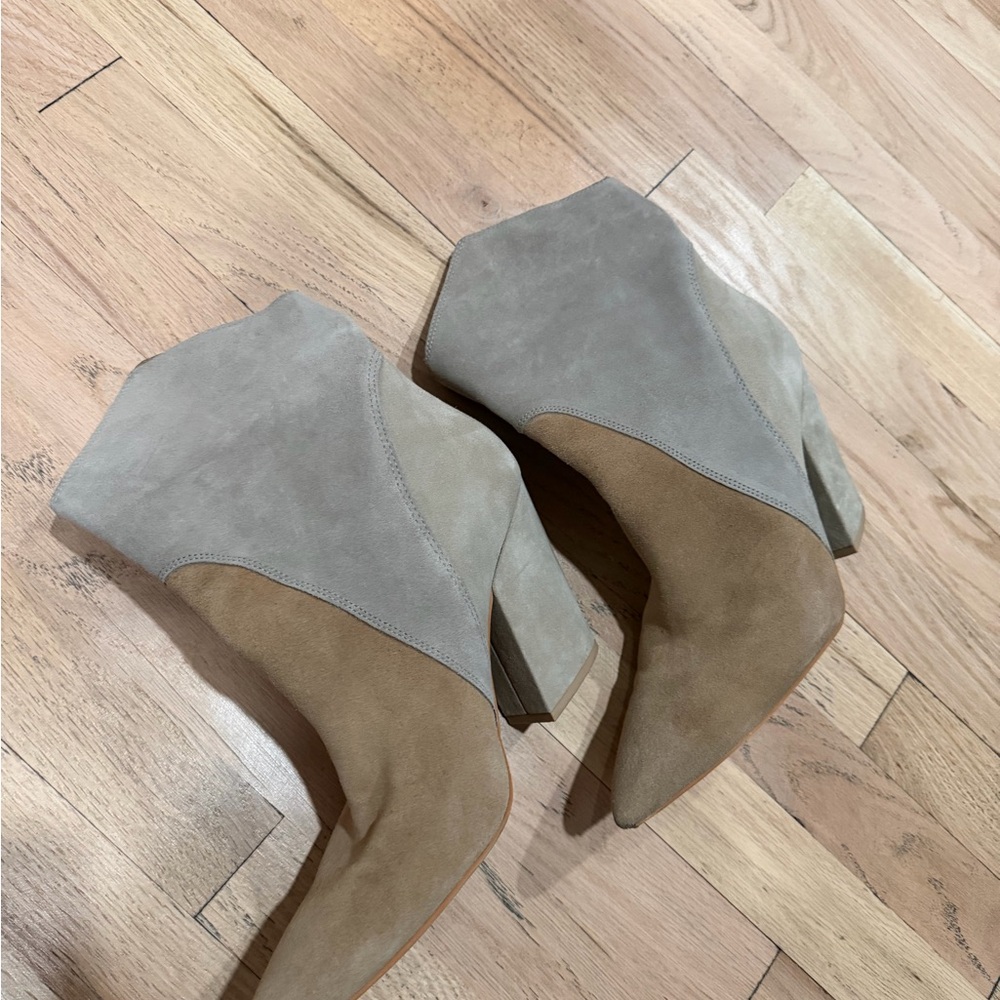 Three-Tone Gray and Tan Women's Ankle Boots